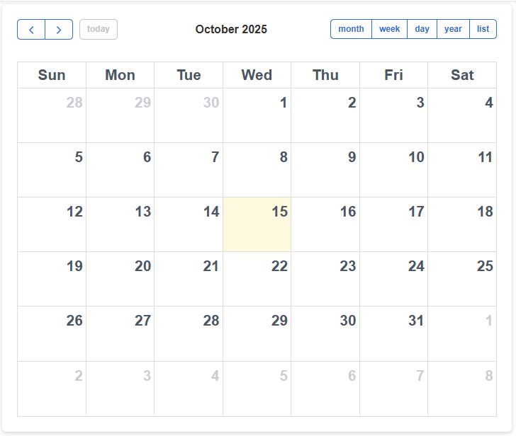 Naval Hub Calendar