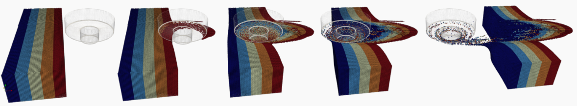 Seguimiento de partículas para la visualización del flujo de materiales
